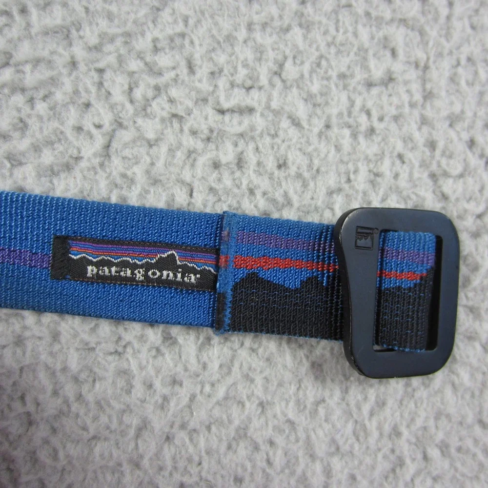 Patagonia Friction Belt Blue Fitz Roy Skyline Mountain Logo Webbing 1 Inch Wide
